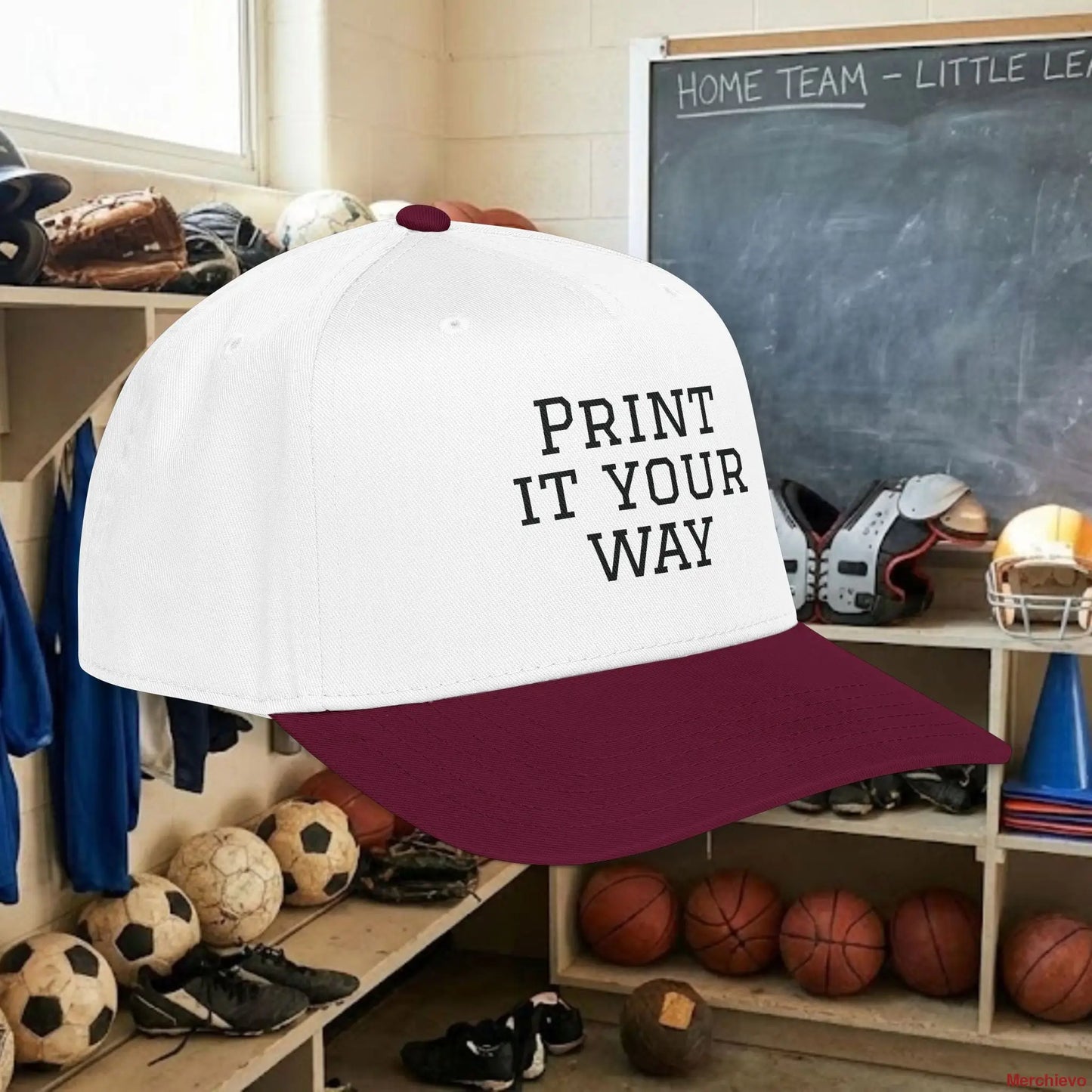 Custom Team Black Text Baseball Cap – Mid Profile Snapback Fit – Youth & Adult Hats