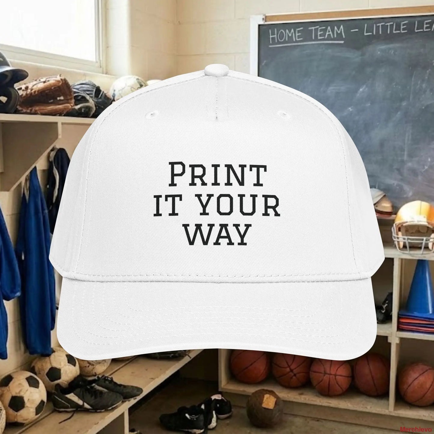 Custom Team Black Text Baseball Cap – Mid Profile Snapback Fit – Youth & Adult Hats