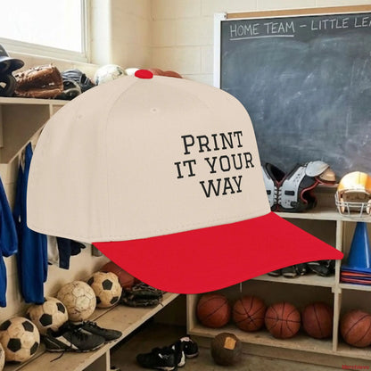 Custom Team Black Text Baseball Cap – Mid Profile Snapback Fit – Youth & Adult Hats