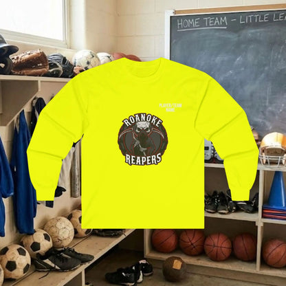 Custom Team Adult Long Sleeve T-Shirt – Center Chest Logo + Back Name, Number & Sponsor