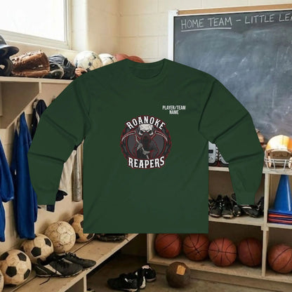 Custom Team Adult Long Sleeve T-Shirt – Center Chest Logo + Back Name, Number & Sponsor