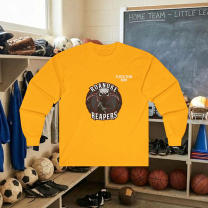 Custom Team Adult Long Sleeve T-Shirt – Center Chest Logo + Back Name, Number & Sponsor