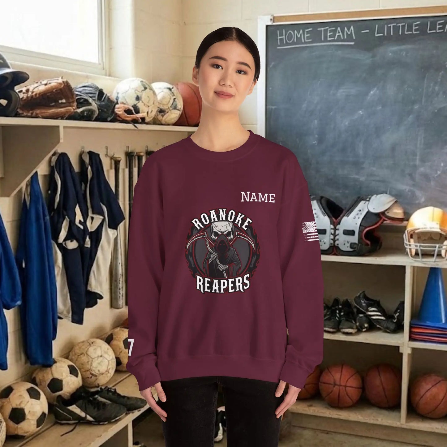 Custom Team Adult Sweatshirt – Center Chest Logo & Name (Gildan Heavy Blend)