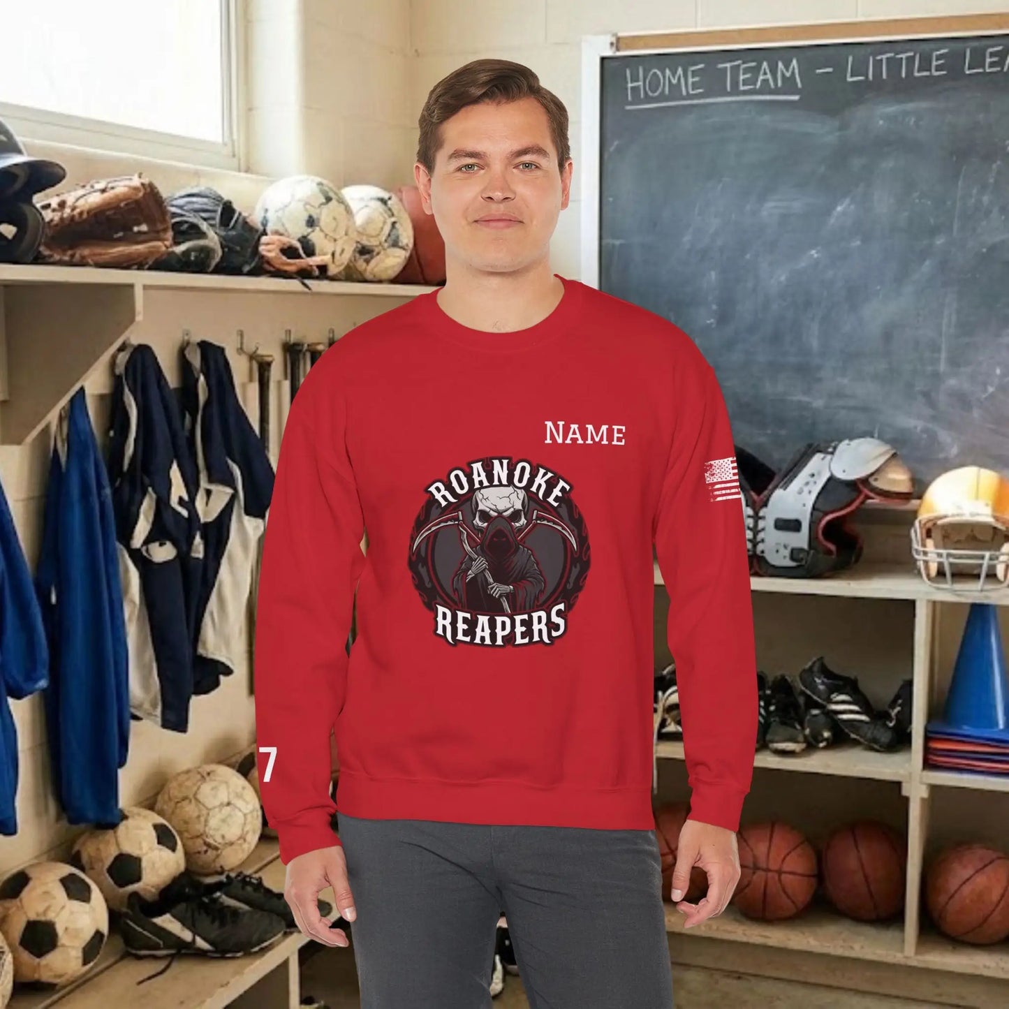 Custom Team Adult Sweatshirt – Center Chest Logo & Name (Gildan Heavy Blend)