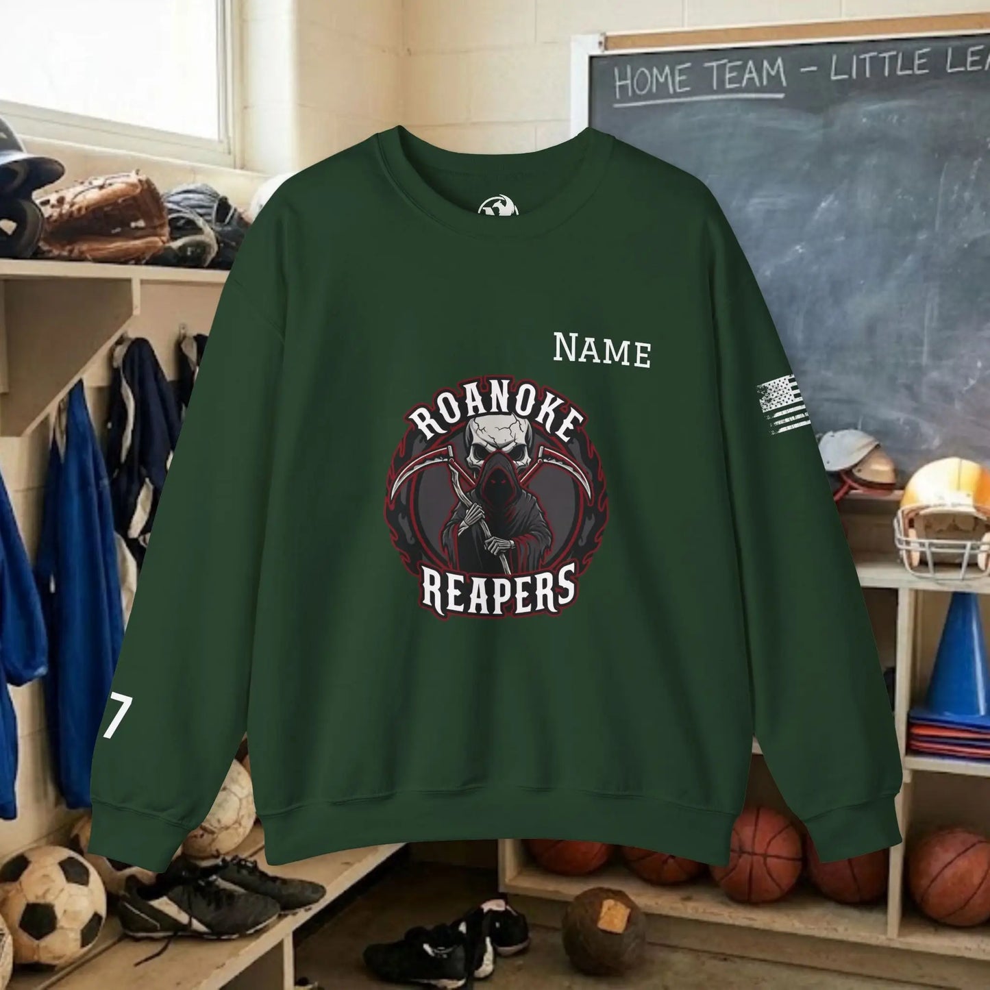 Custom Team Adult Sweatshirt – Center Chest Logo & Name (Gildan Heavy Blend)