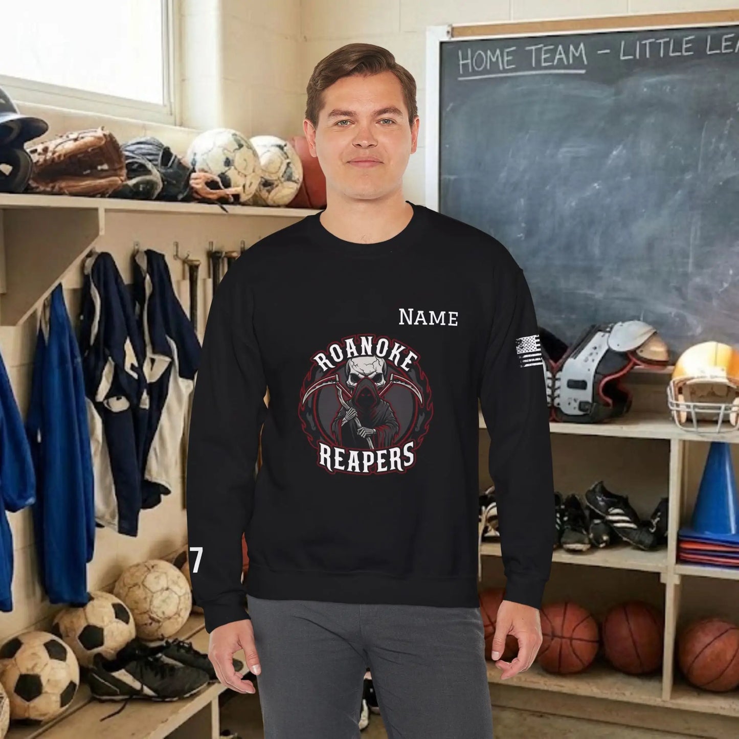 Custom Team Adult Sweatshirt – Center Chest Logo & Name (Gildan Heavy Blend)