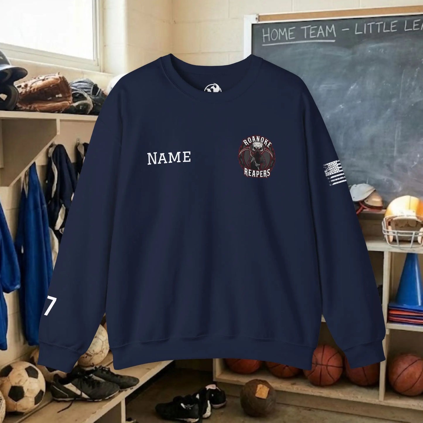 Custom Team Adult Sweatshirt – Left Chest Logo & Name (Gildan Heavy Blend)