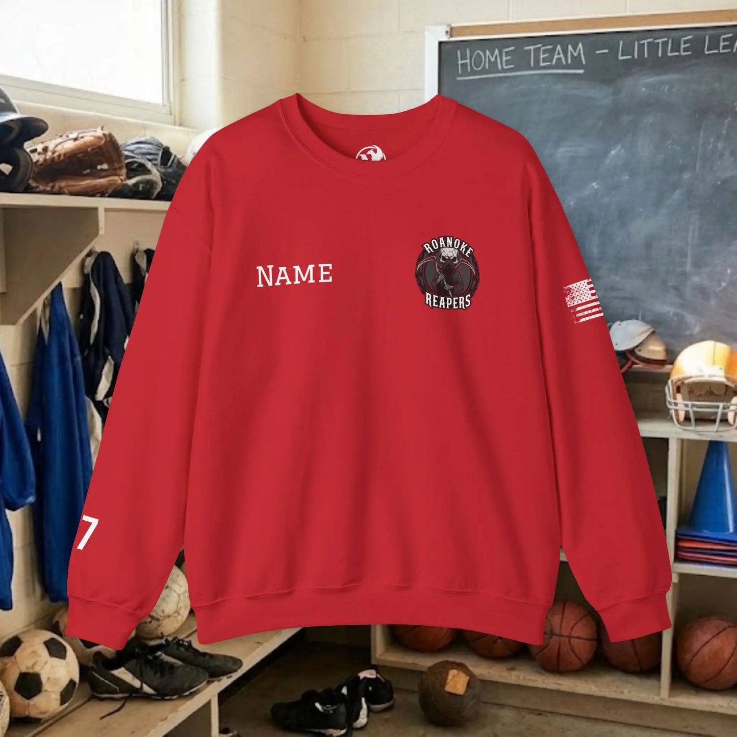 Custom Team Adult Sweatshirt – Left Chest Logo & Name (Gildan Heavy Blend)