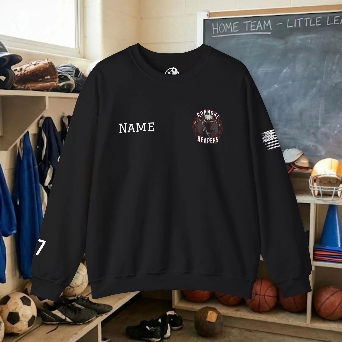 Custom Team Adult Sweatshirt – Left Chest Logo & Name (Gildan Heavy Blend)