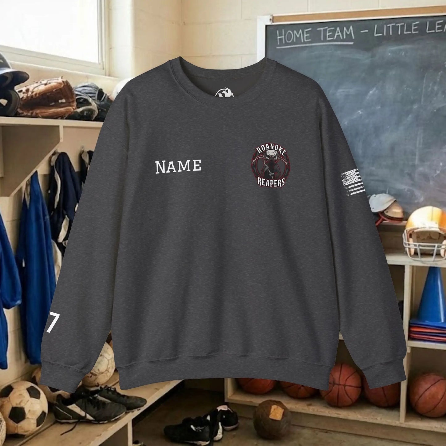 Custom Team Adult Sweatshirt – Left Chest Logo & Name (Gildan Heavy Blend)