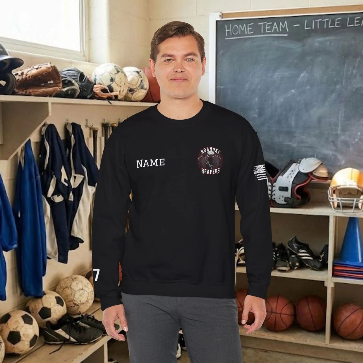 Custom Team Adult Sweatshirt – Left Chest Logo & Name (Gildan Heavy Blend)