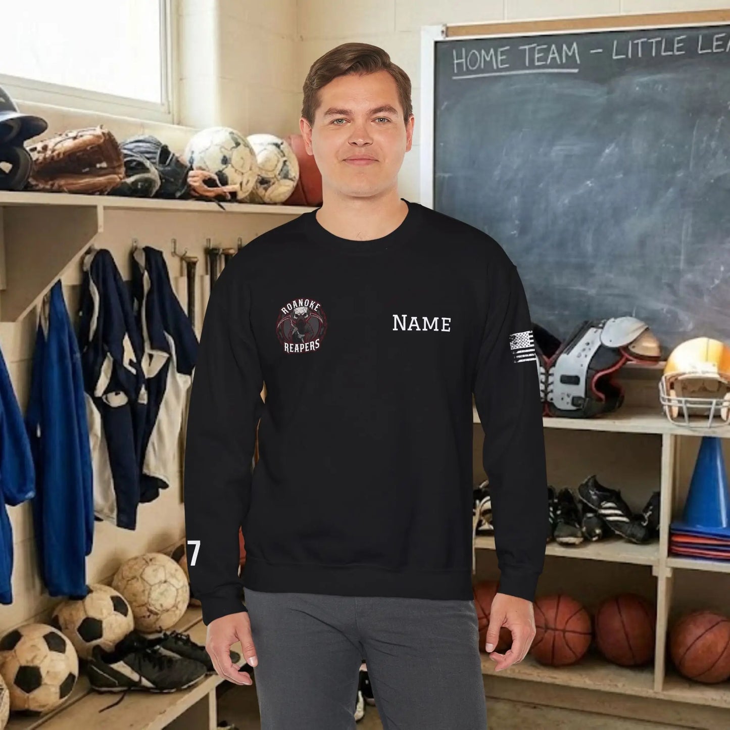 Custom Team Adult Sweatshirt – Right Chest Logo & Name (Gildan Heavy Blend)