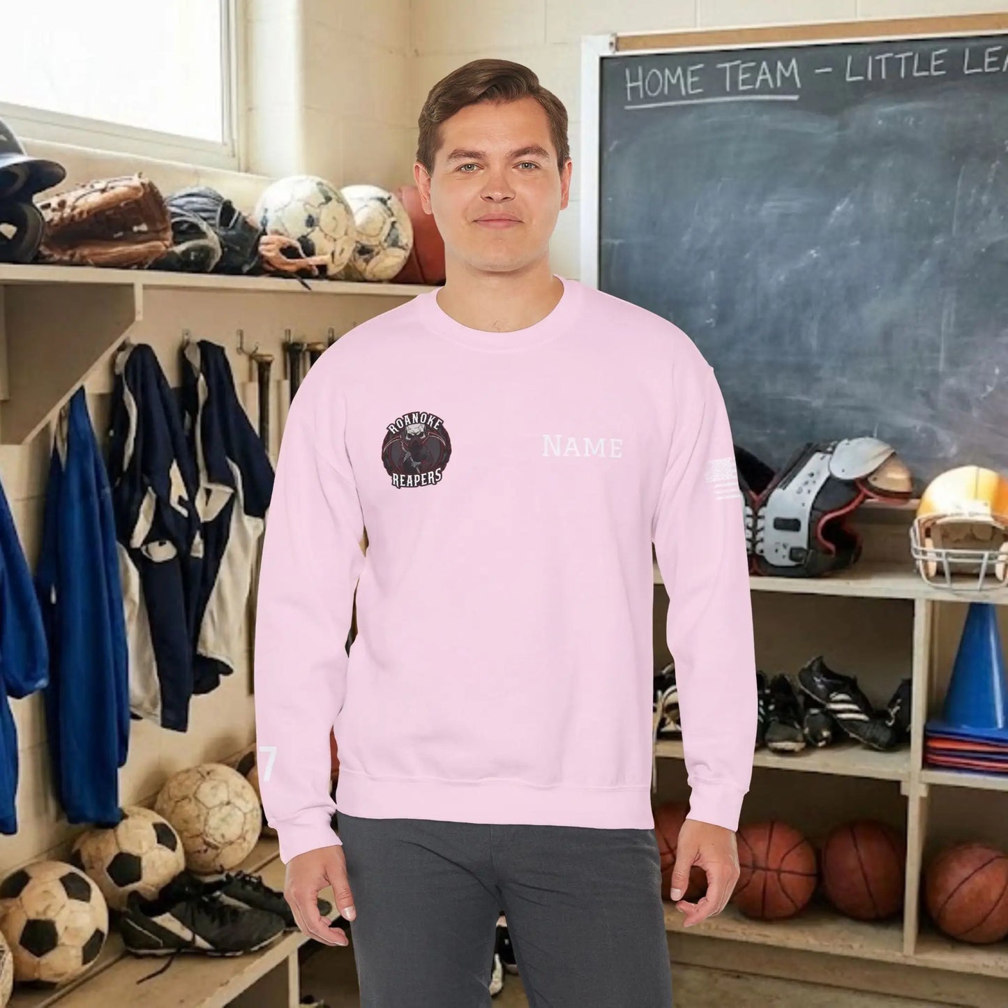 Custom Team Adult Sweatshirt – Right Chest Logo & Name (Gildan Heavy Blend)