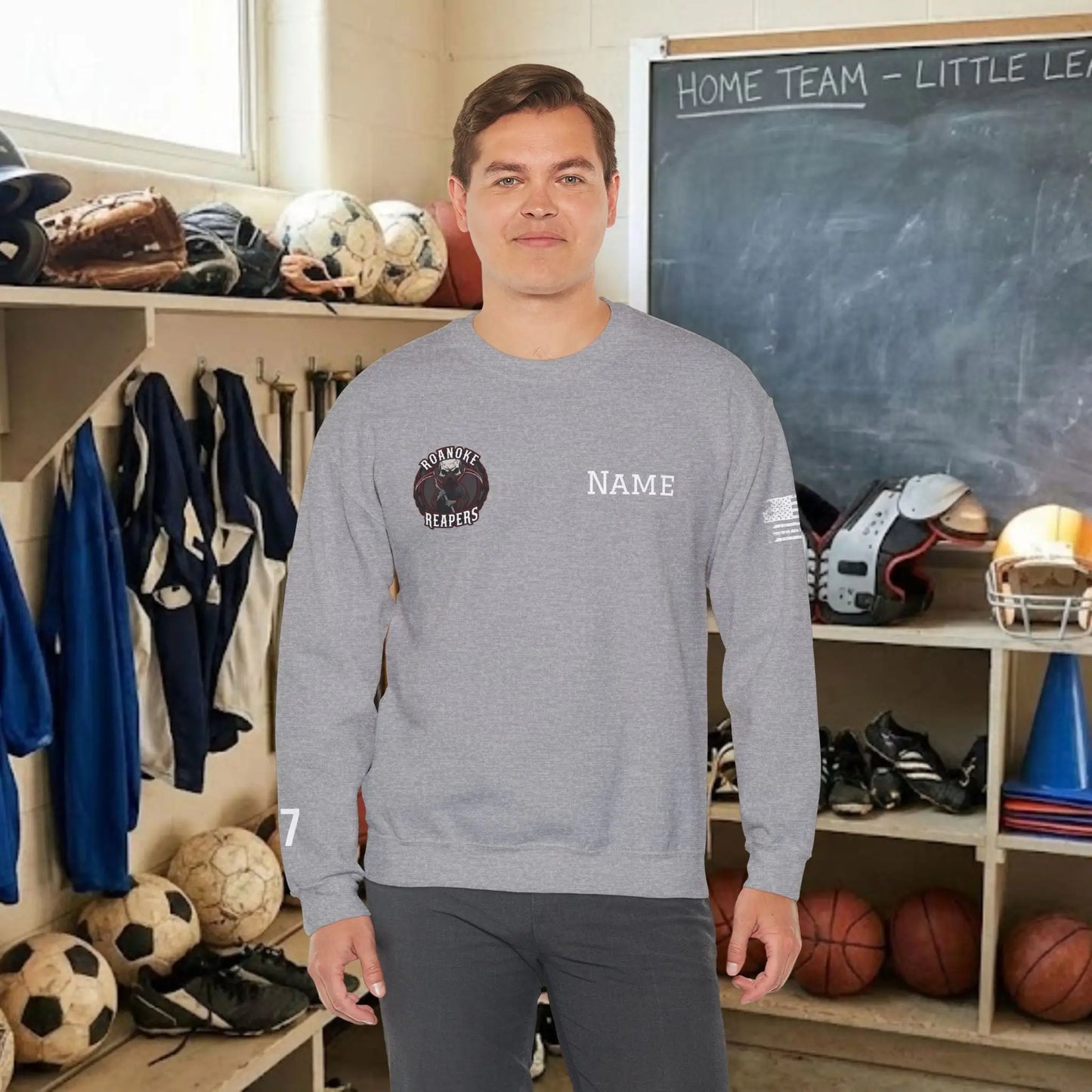 Custom Team Adult Sweatshirt – Right Chest Logo & Name (Gildan Heavy Blend)