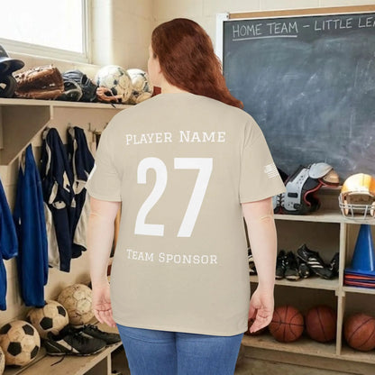 Custom Team Adult T-Shirt – Center Chest Team Logo & Name (DryBlend)