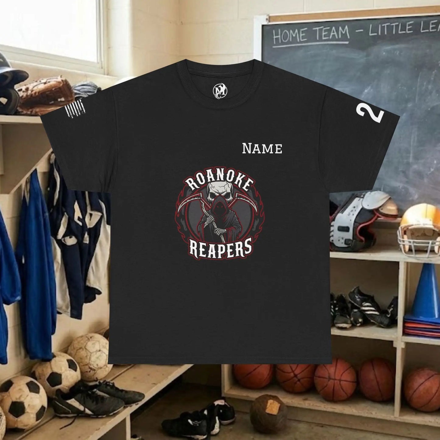 Custom Team Adult T-Shirt – Center Chest Team Logo & Name (DryBlend)