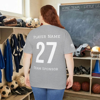 Custom Team Adult T-Shirt – Center Chest Team Logo & Name (DryBlend)