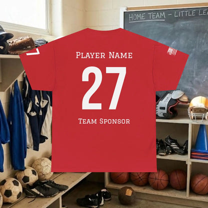 Custom Team Adult T-Shirt – Center Chest Team Logo & Name (DryBlend)