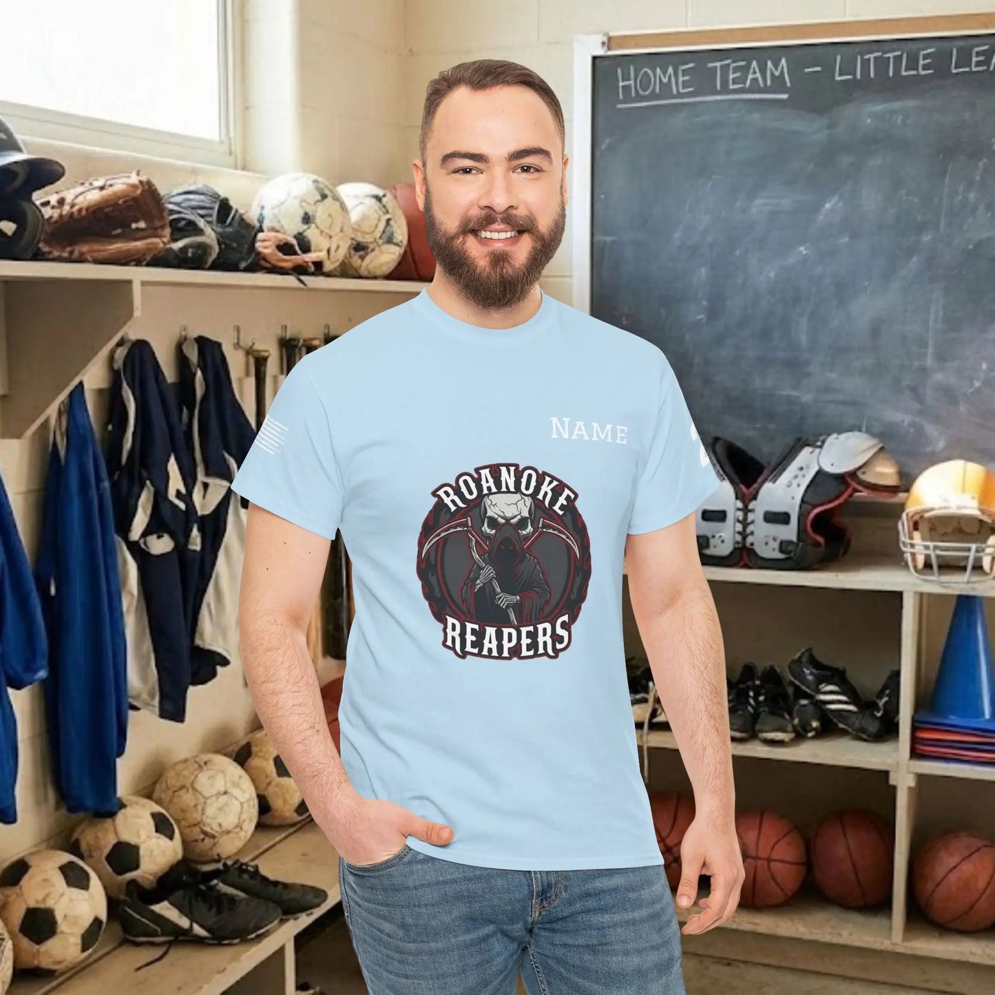 Custom Team Adult T-Shirt – Center Chest Team Logo & Name (DryBlend)