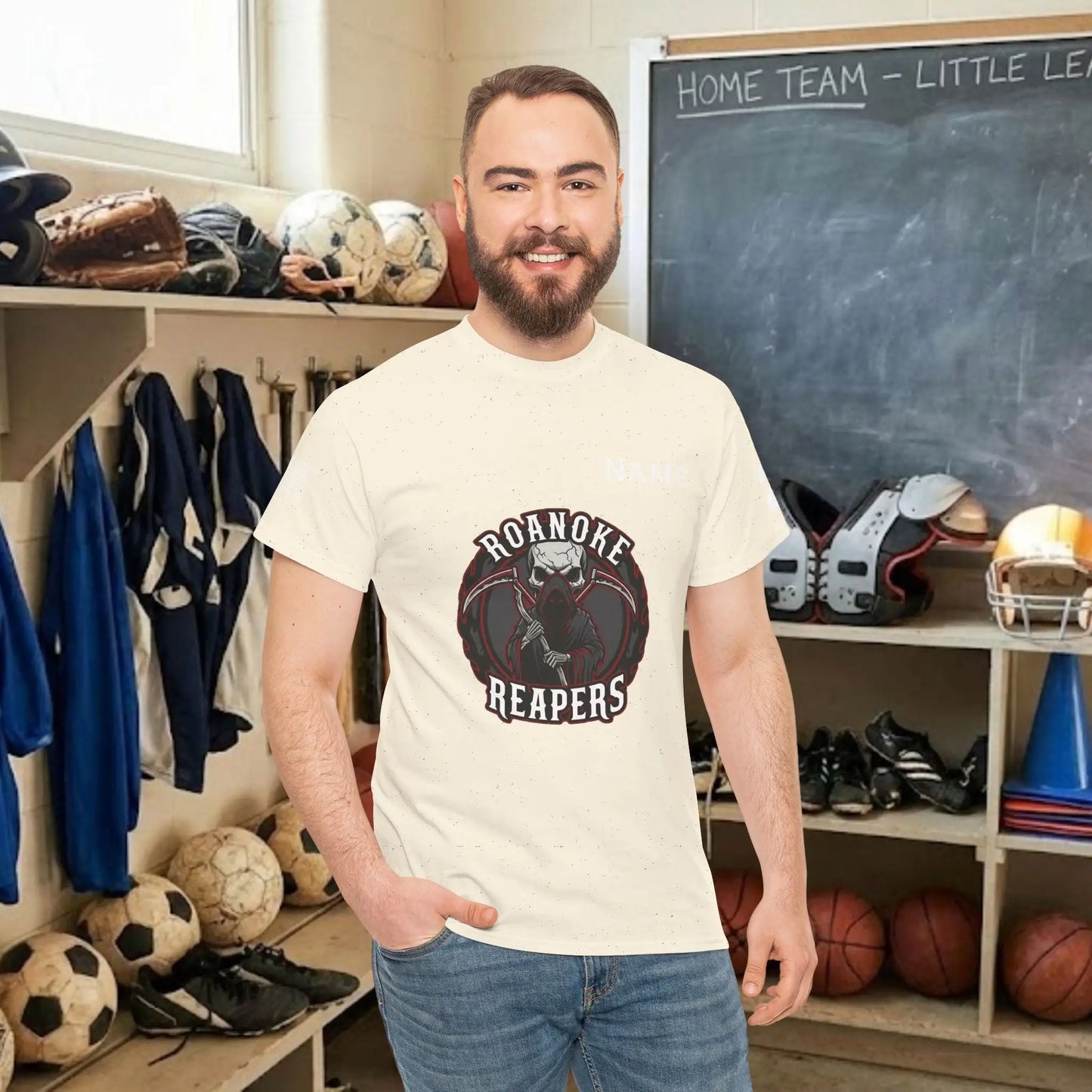 Custom Team Adult T-Shirt – Center Chest Team Logo & Name (DryBlend)