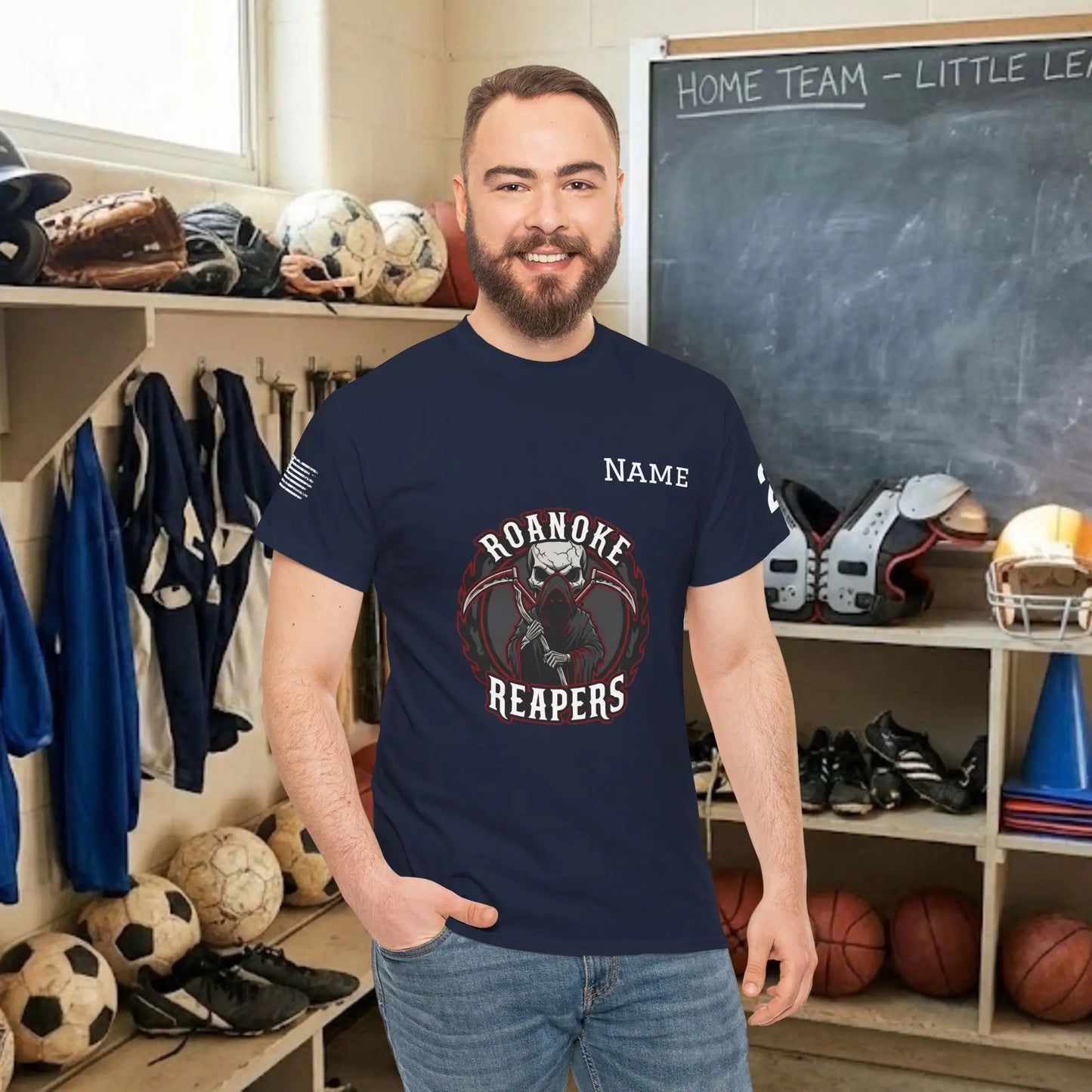 Custom Team Adult T-Shirt – Center Chest Team Logo & Name (DryBlend)