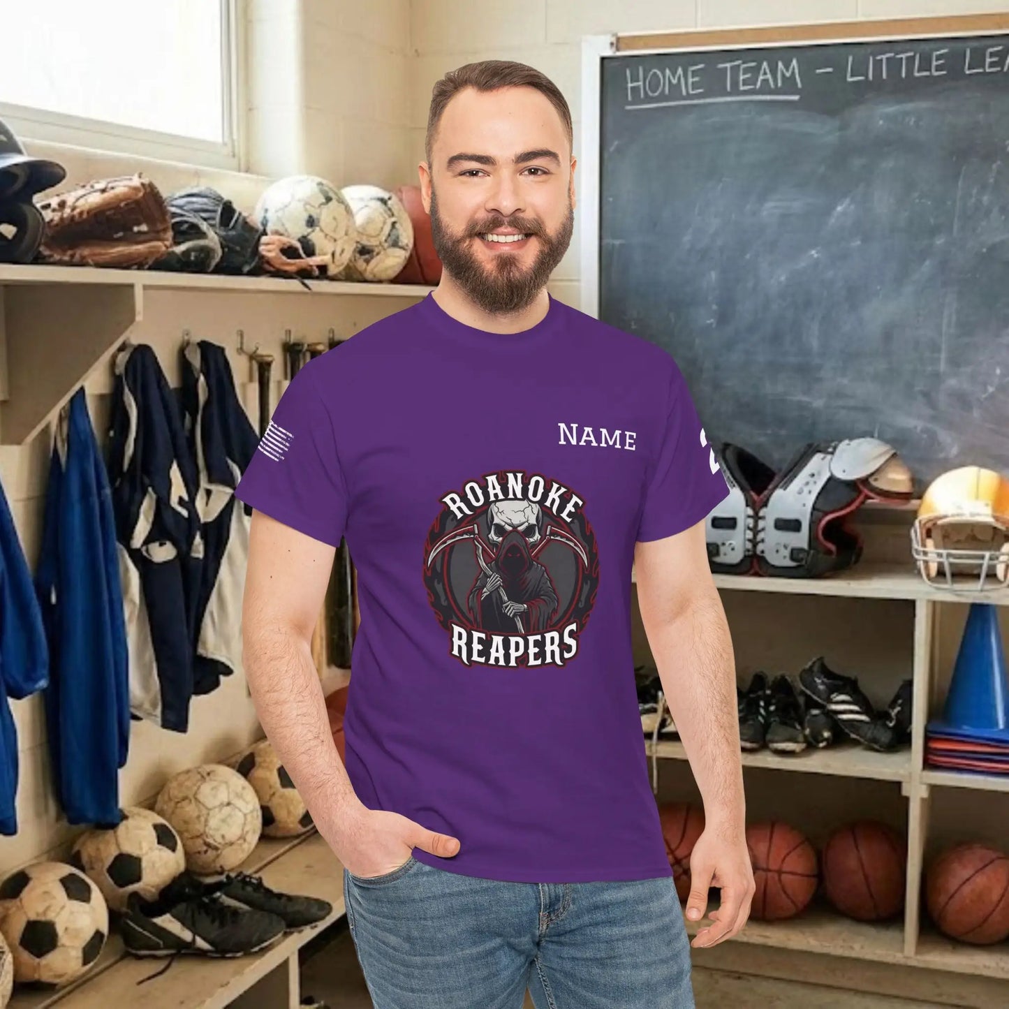 Custom Team Adult T-Shirt – Center Chest Team Logo & Name (DryBlend)