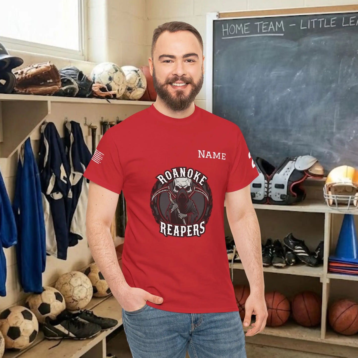 Custom Team Adult T-Shirt – Center Chest Team Logo & Name (DryBlend)