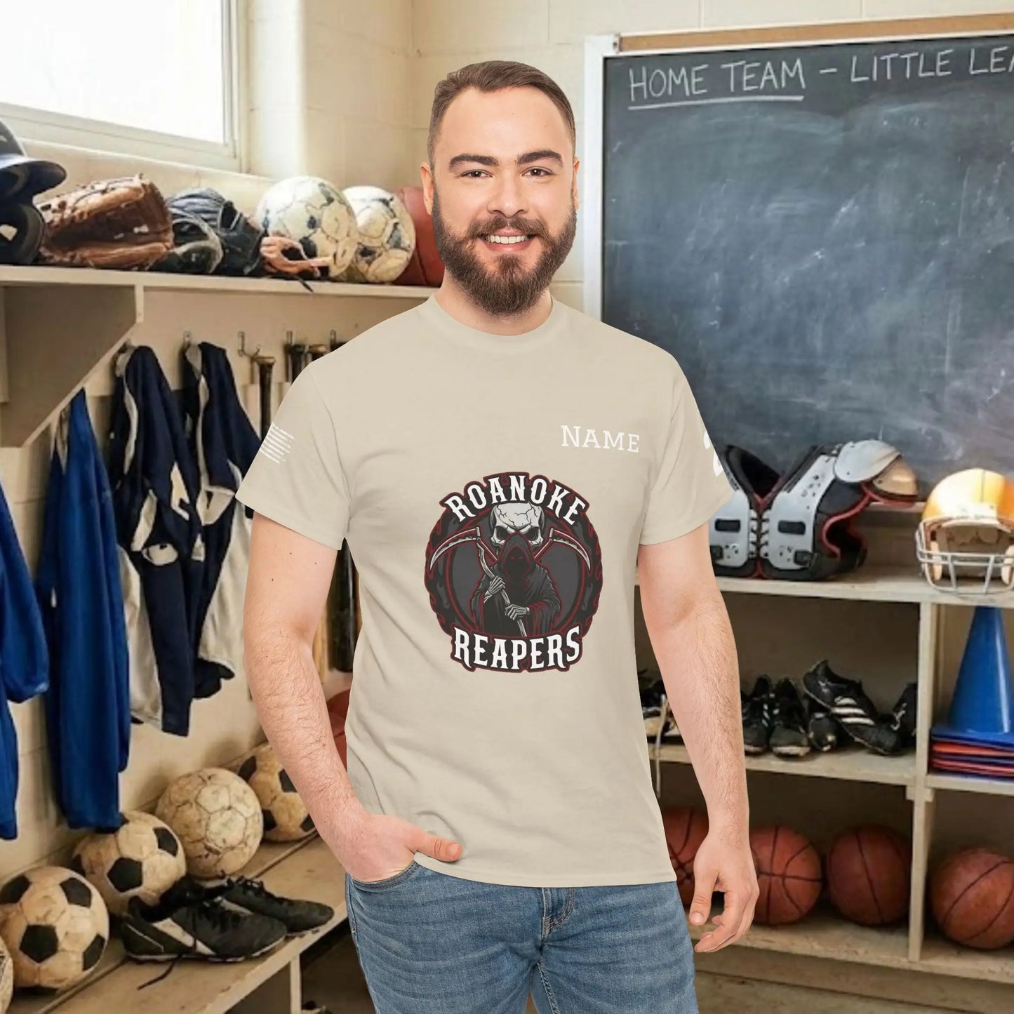 Custom Team Adult T-Shirt – Center Chest Team Logo & Name (DryBlend)