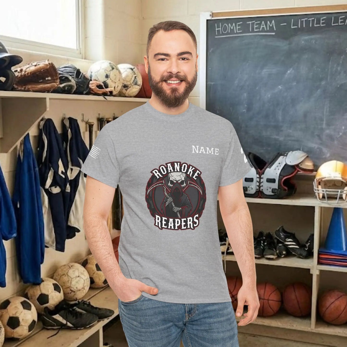 Custom Team Adult T-Shirt – Center Chest Team Logo & Name (DryBlend)