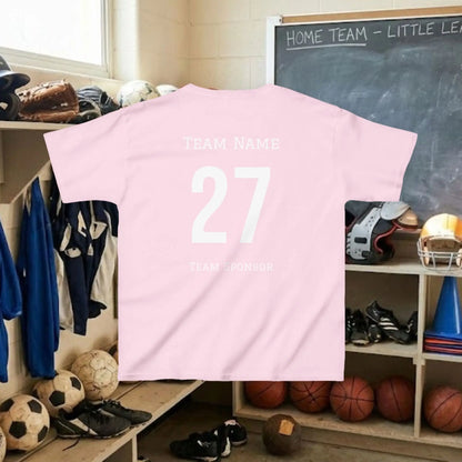 Custom Team Youth T-Shirt – Left Chest Team Logo & Name (DryBlend)