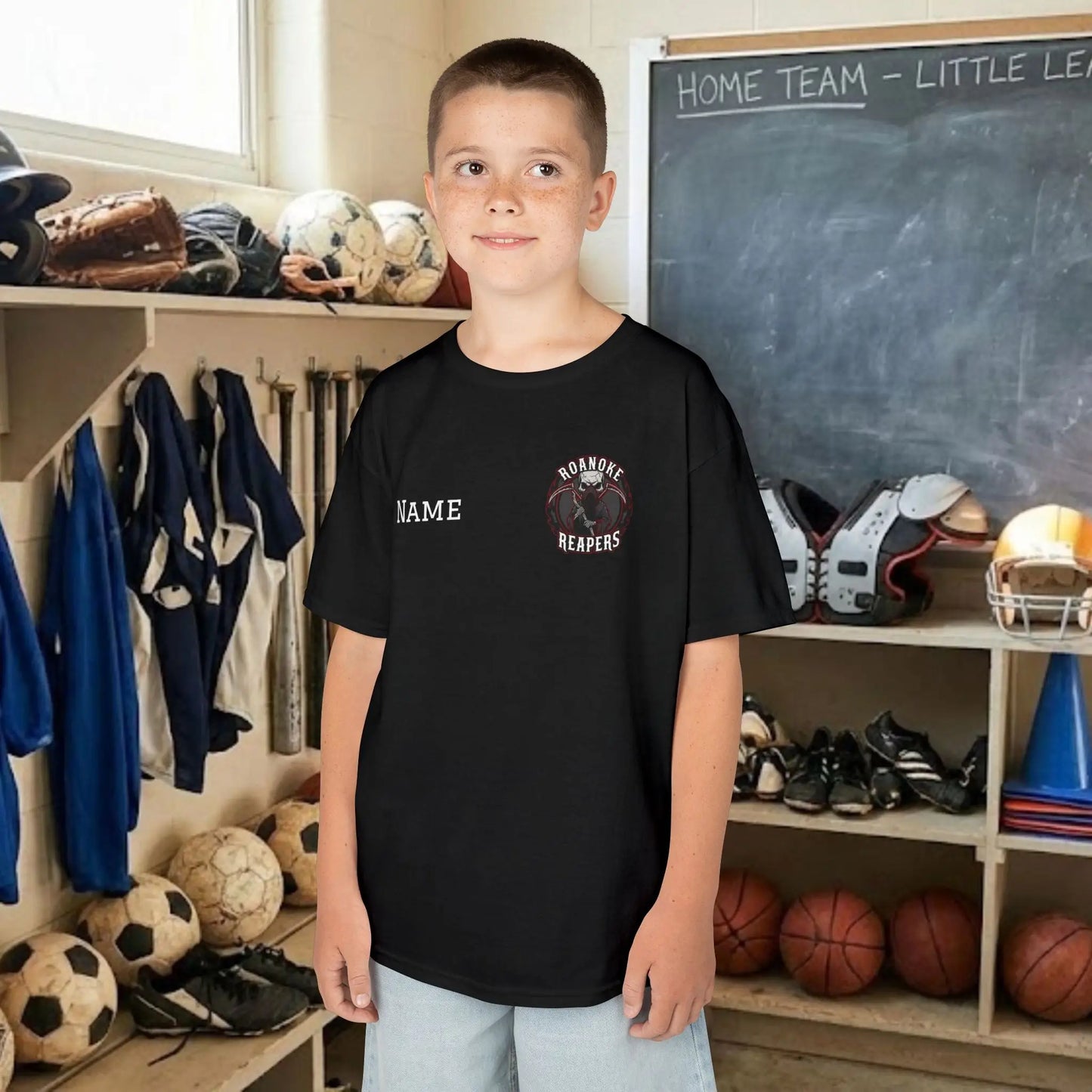 Custom Team Youth T-Shirt – Left Chest Team Logo & Name (DryBlend)