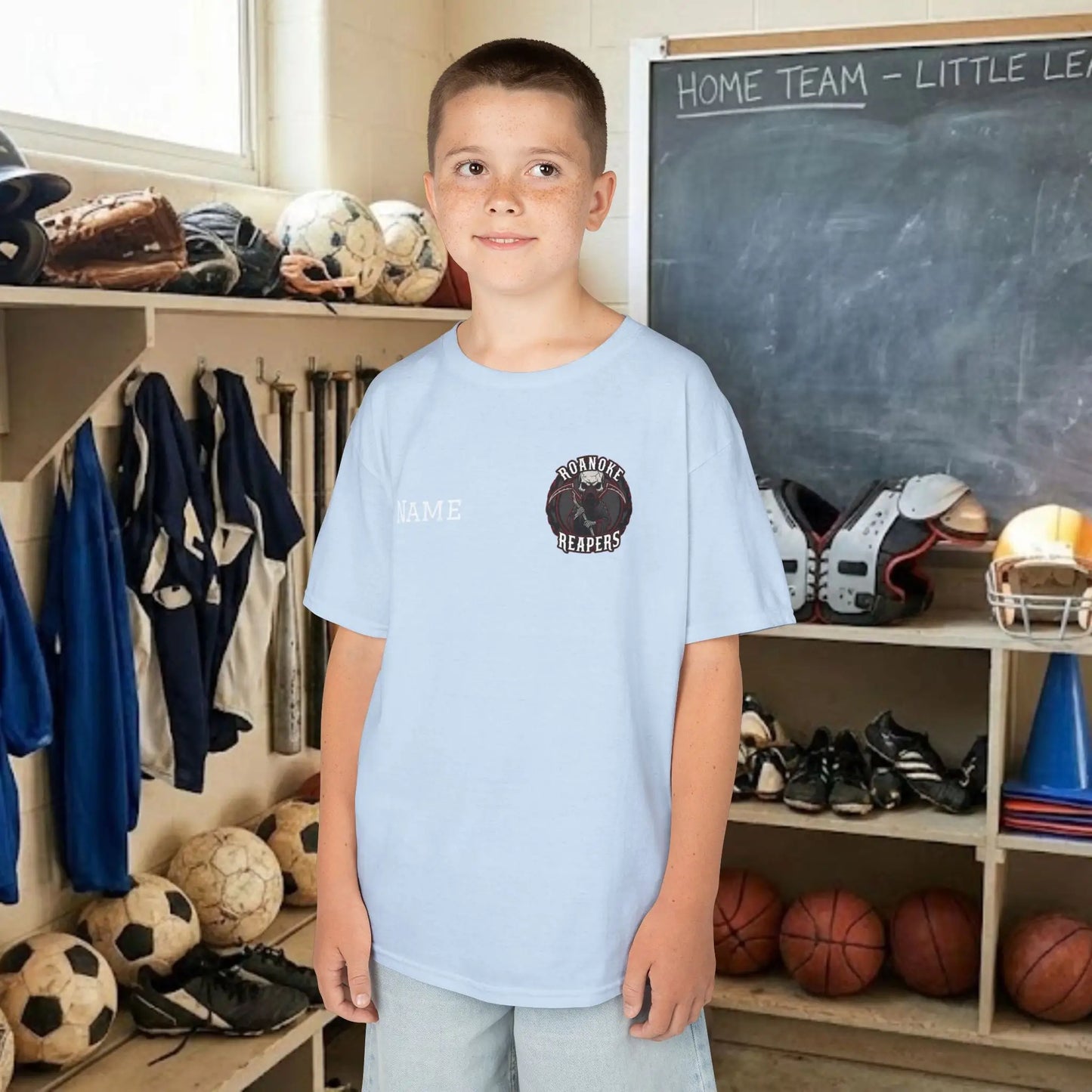 Custom Team Youth T-Shirt – Left Chest Team Logo & Name (DryBlend)