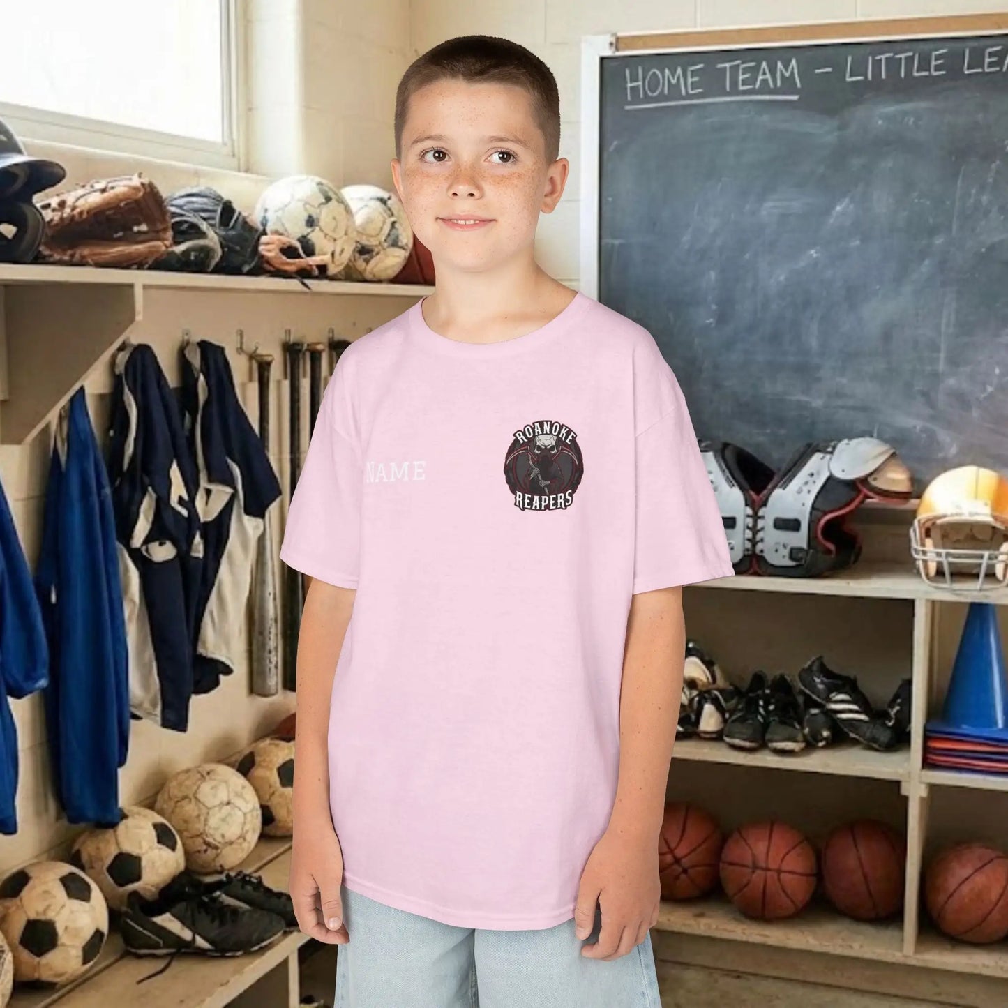 Custom Team Youth T-Shirt – Left Chest Team Logo & Name (DryBlend)