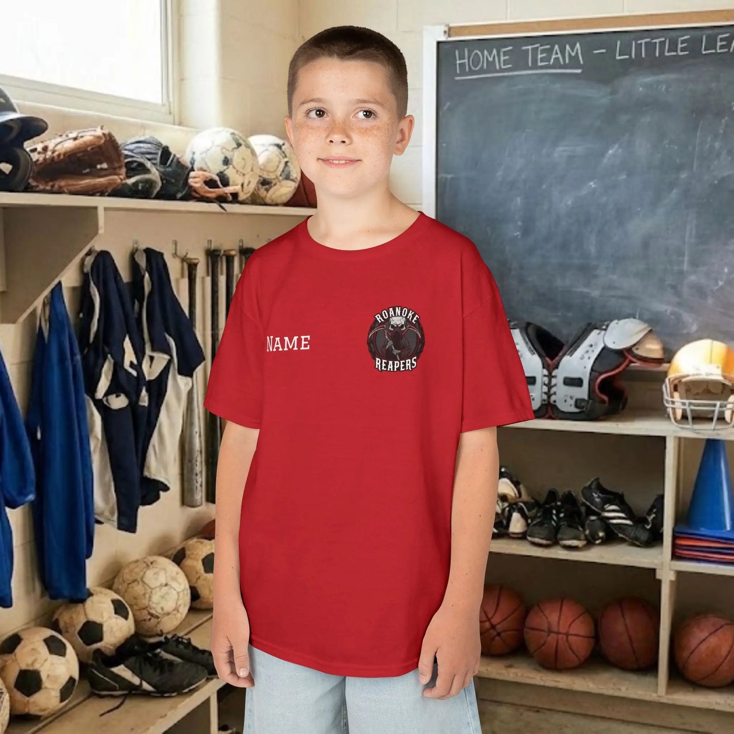 Custom Team Youth T-Shirt – Left Chest Team Logo & Name (DryBlend)