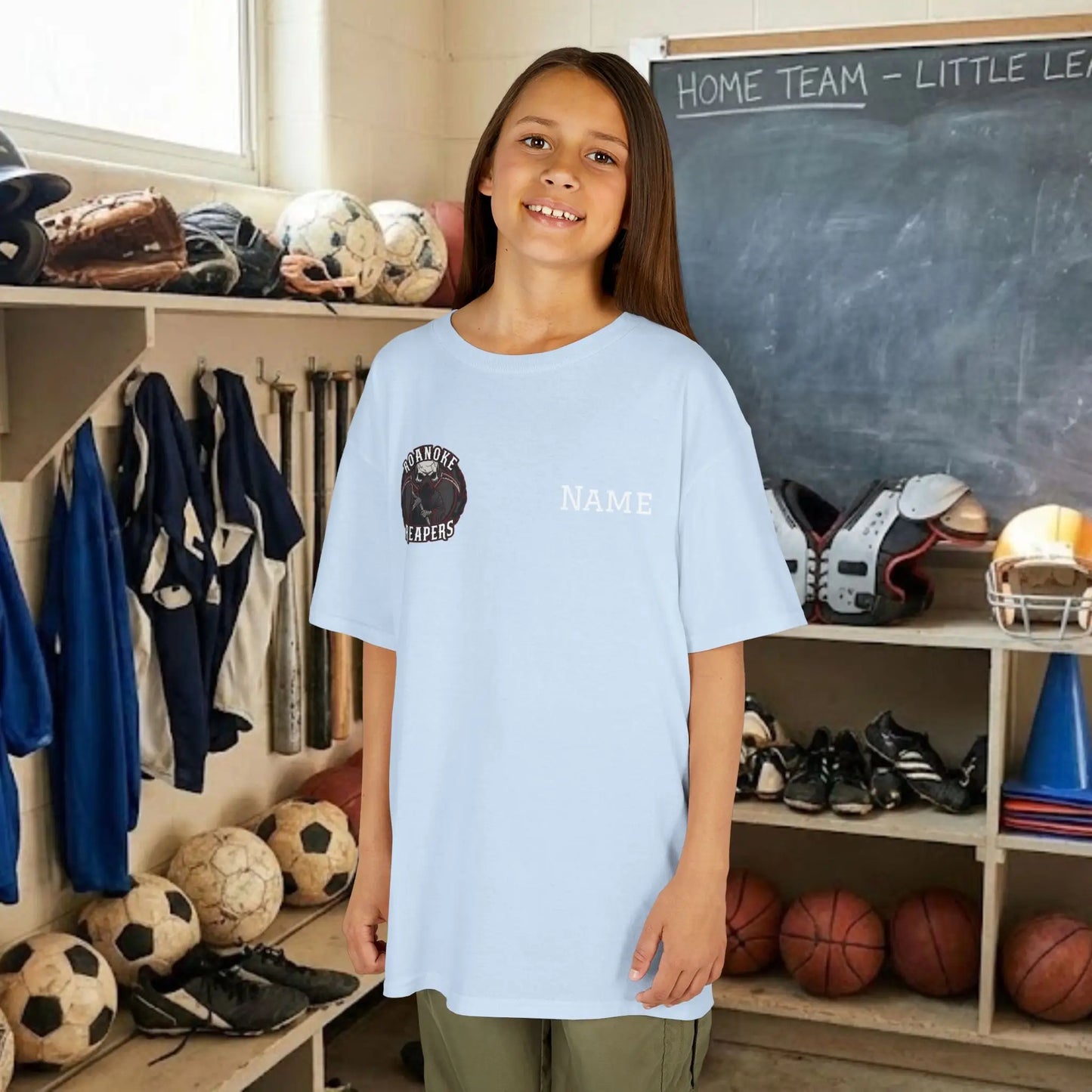 Custom Team Youth T-Shirt – Right Chest Team Logo & Name (DryBlend)