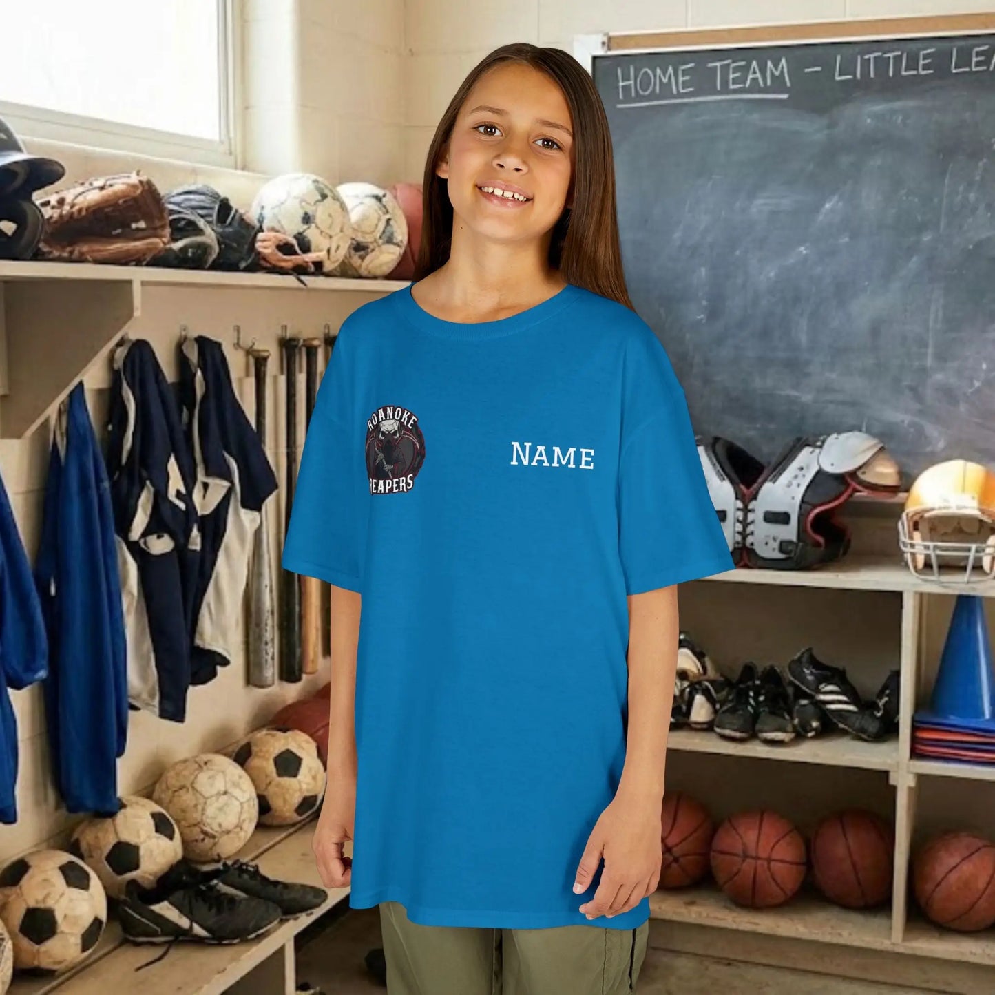 Custom Team Youth T-Shirt – Right Chest Team Logo & Name (DryBlend)