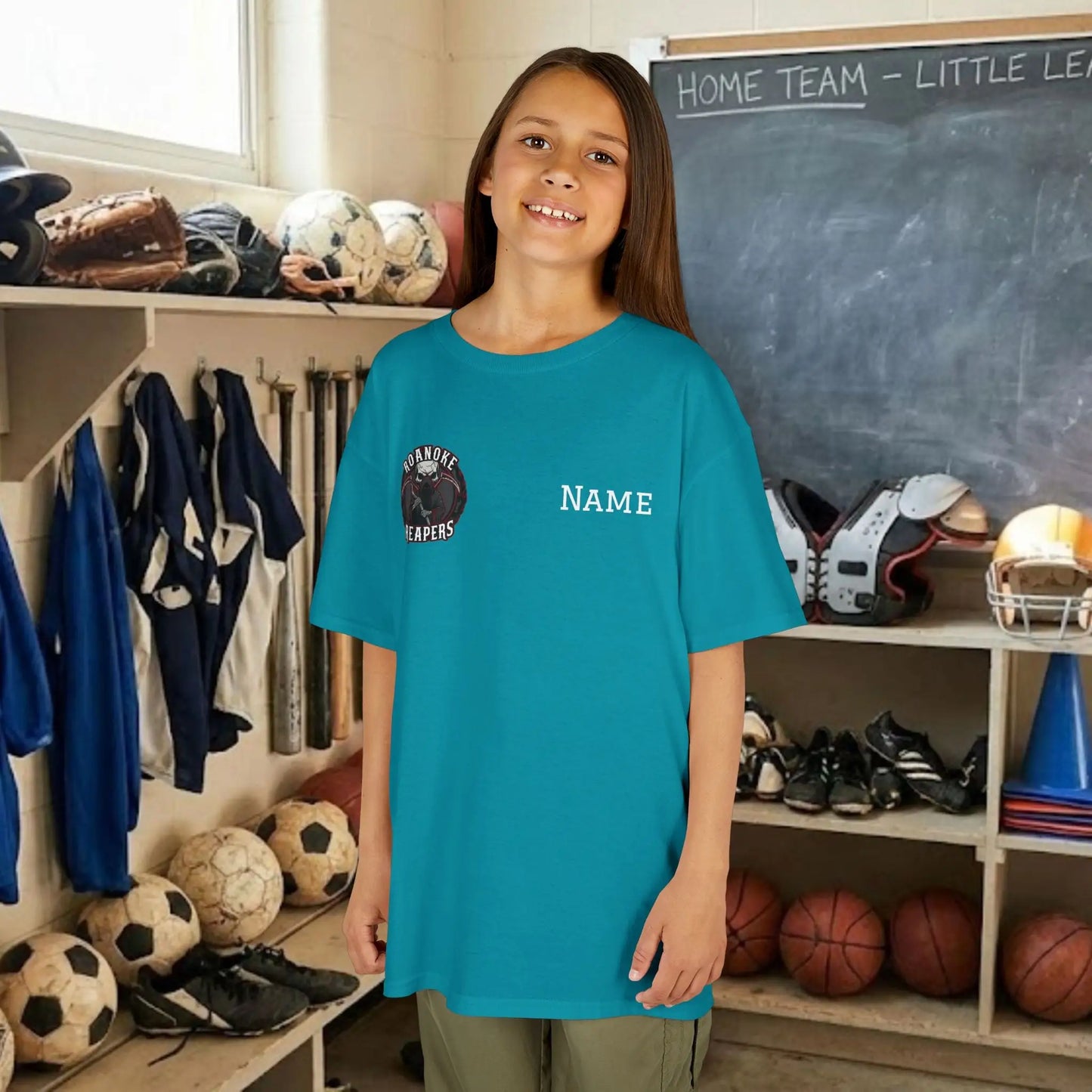 Custom Team Youth T-Shirt – Right Chest Team Logo & Name (DryBlend)