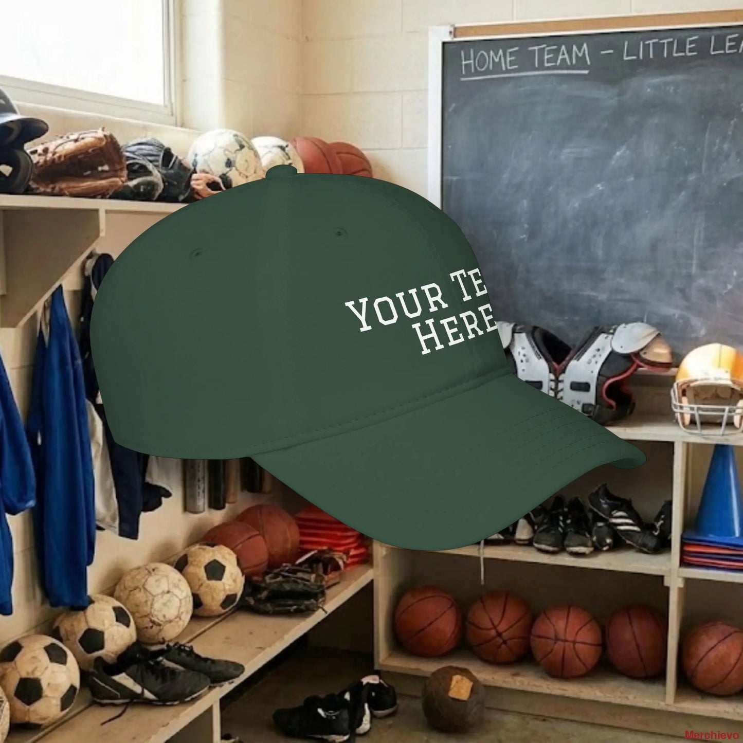 Custom Team White Text Baseball Cap – Low Profile Relaxed Fit – Youth & Adult Hats