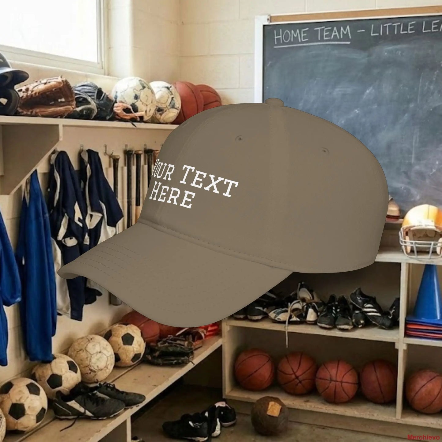 Custom Team White Text Baseball Cap – Low Profile Relaxed Fit – Youth & Adult Hats