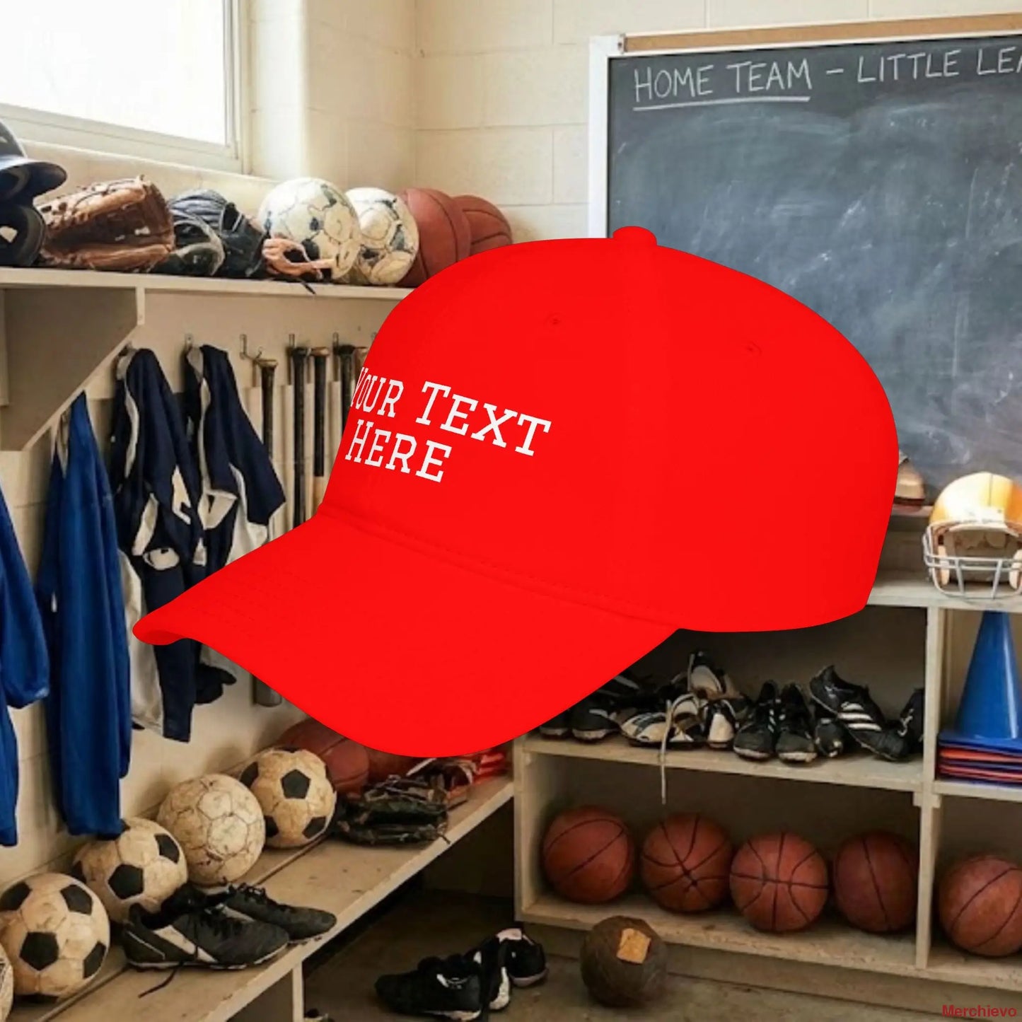 Custom Team White Text Baseball Cap – Low Profile Relaxed Fit – Youth & Adult Hats