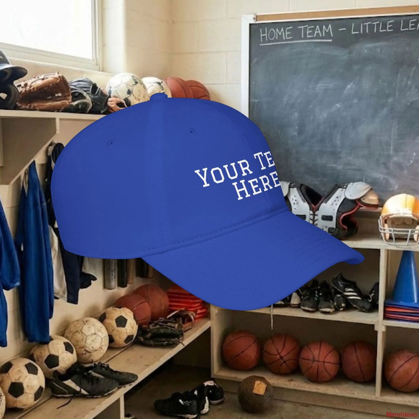 Custom Team White Text Baseball Cap – Low Profile Relaxed Fit – Youth & Adult Hats