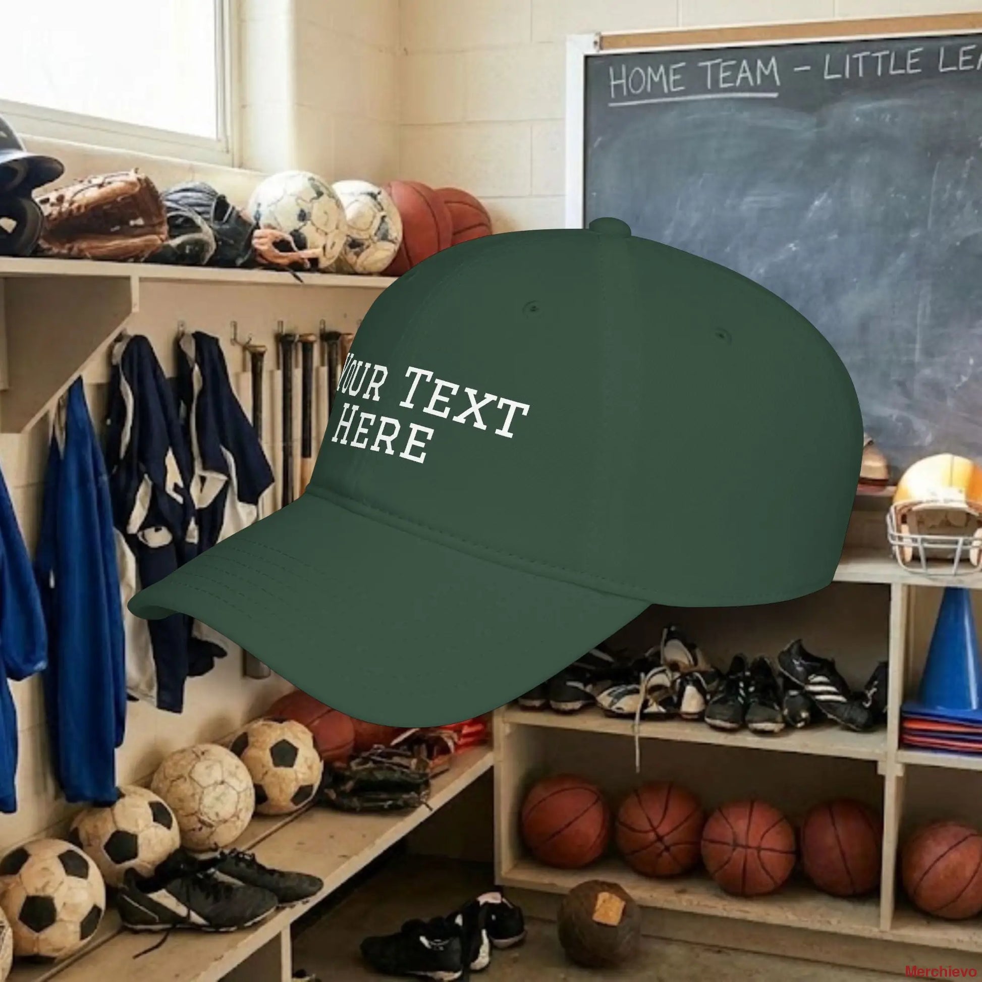 Custom Team White Text Baseball Cap – Low Profile Relaxed Fit – Youth & Adult Hats