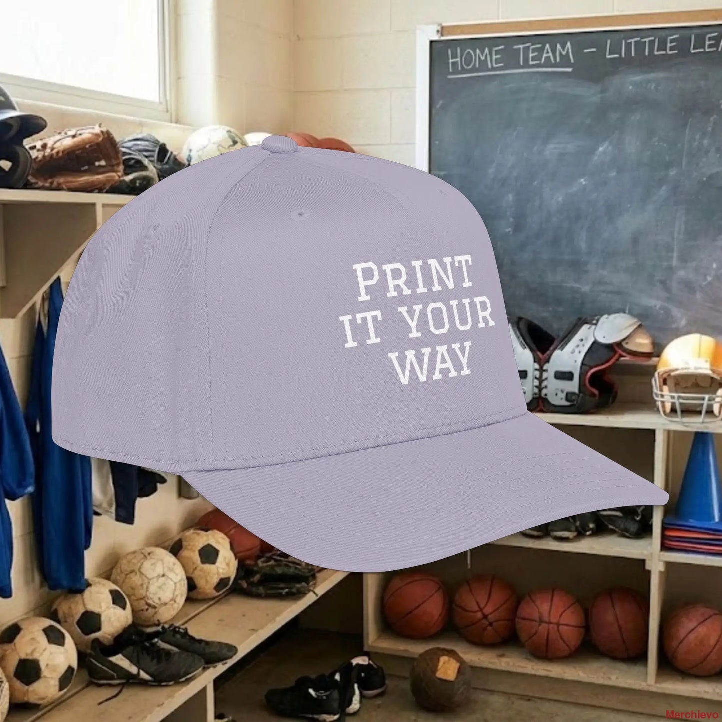 Custom Team White Text Baseball Cap – Mid Profile Snapback Fit – Youth & Adult Hats