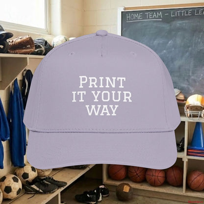 Custom Team White Text Baseball Cap – Mid Profile Snapback Fit – Youth & Adult One size / Grey Hats