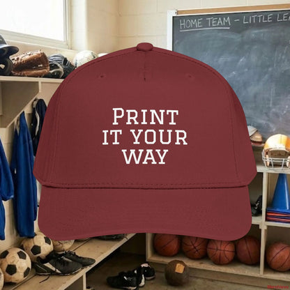 Custom Team White Text Baseball Cap – Mid Profile Snapback Fit – Youth & Adult One size / Maroon Hats