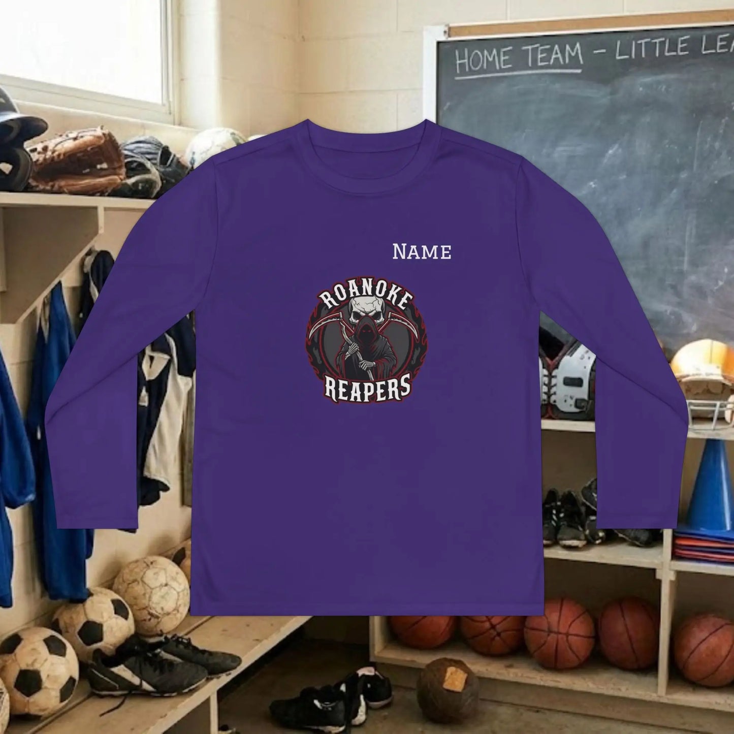 Custom Team Youth Long Sleeve T-Shirt – Center Chest Team Logo & Name