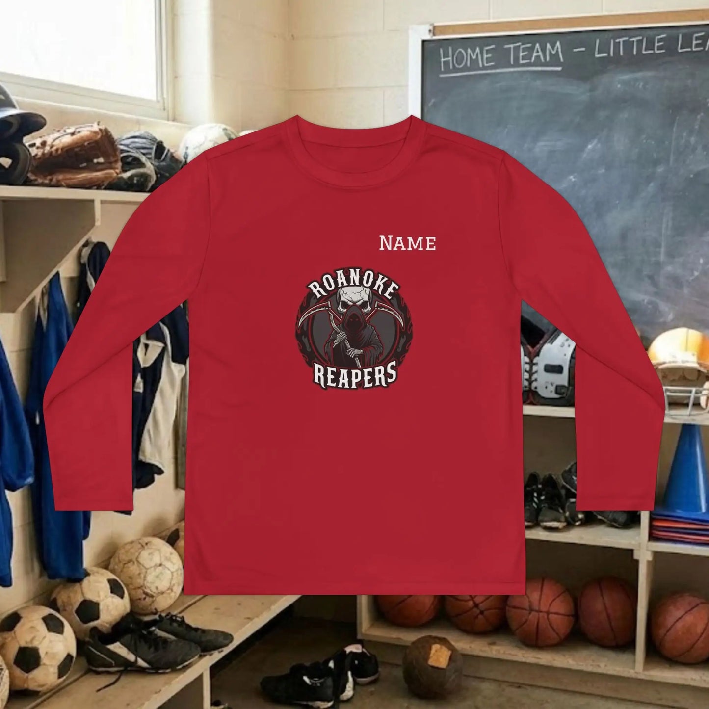 Custom Team Youth Long Sleeve T-Shirt – Center Chest Team Logo & Name