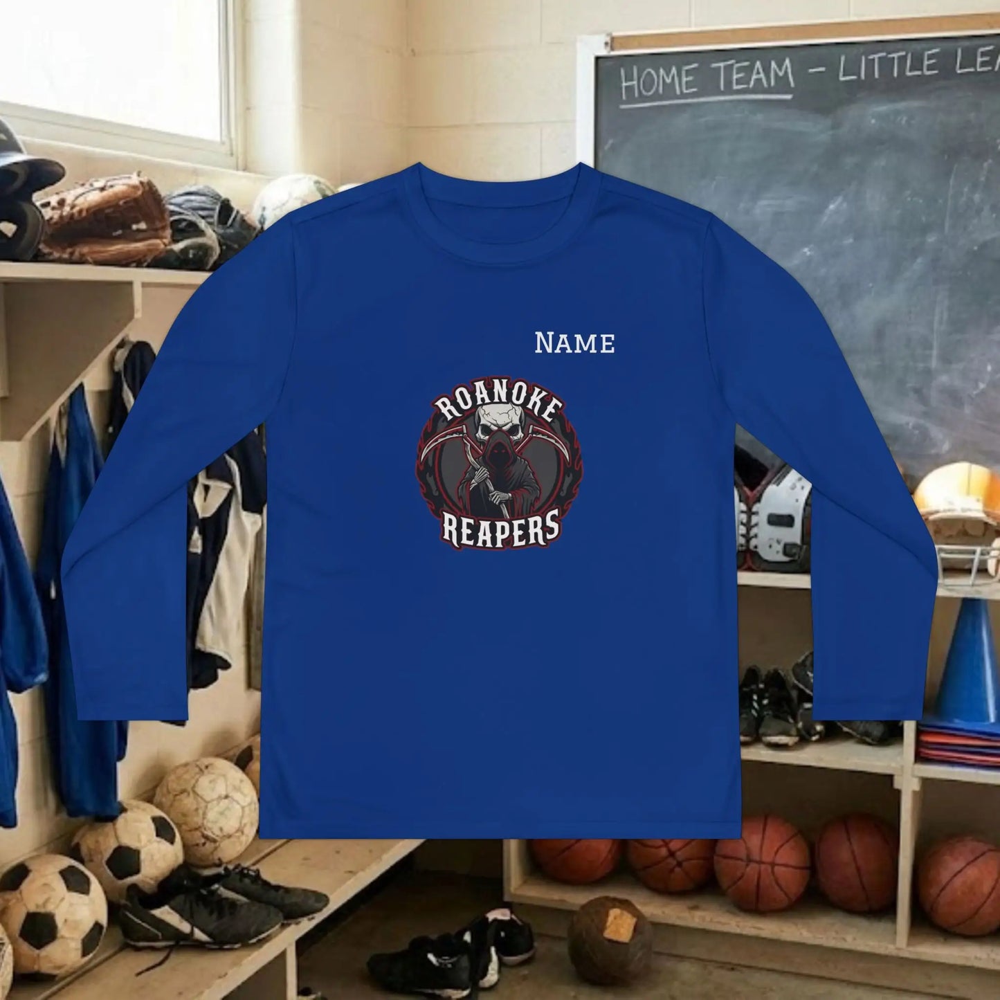 Custom Team Youth Long Sleeve T-Shirt – Center Chest Team Logo & Name