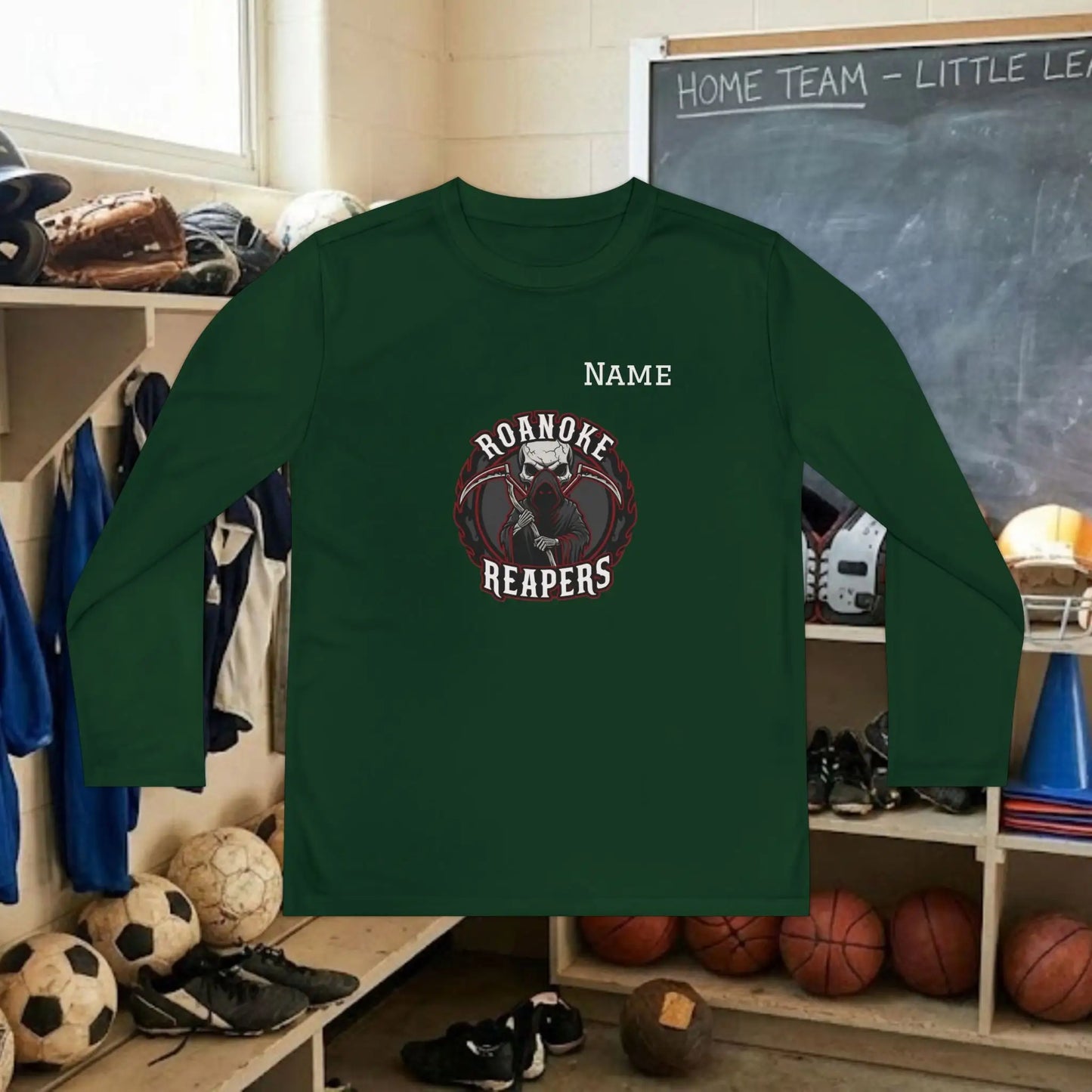 Custom Team Youth Long Sleeve T-Shirt – Center Chest Team Logo & Name