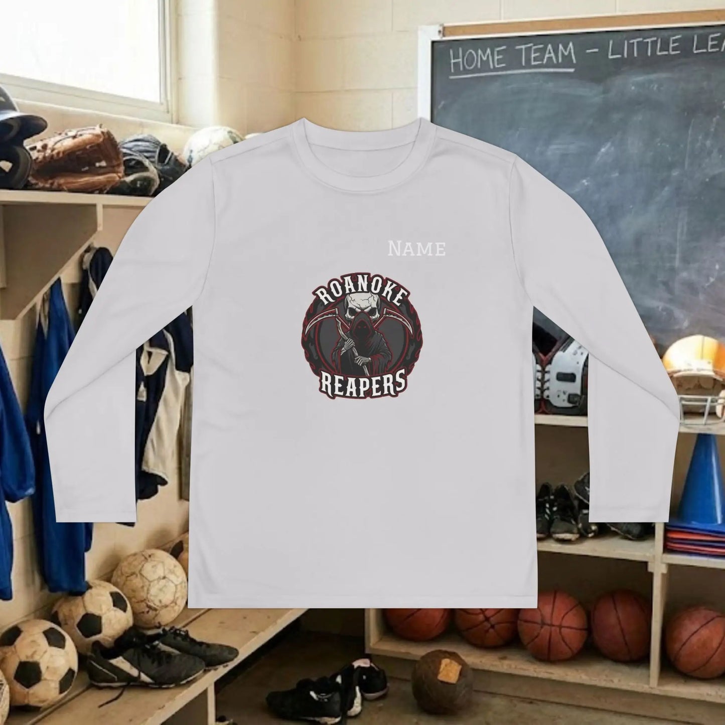 Custom Team Youth Long Sleeve T-Shirt – Center Chest Team Logo & Name